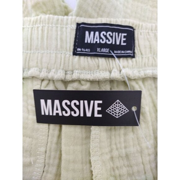 Massive Mens XL Beige Textured Cotton Shorts With Drawstring Waist & Pockets. - Picture 3 of 6